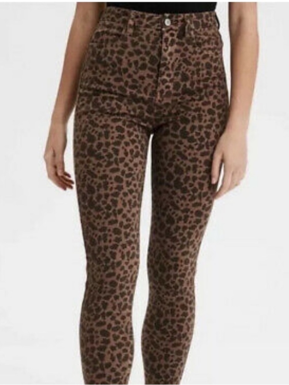 American Eagle Outfitters Brown and Black Leopard Print High-Rise Skinny Jeans